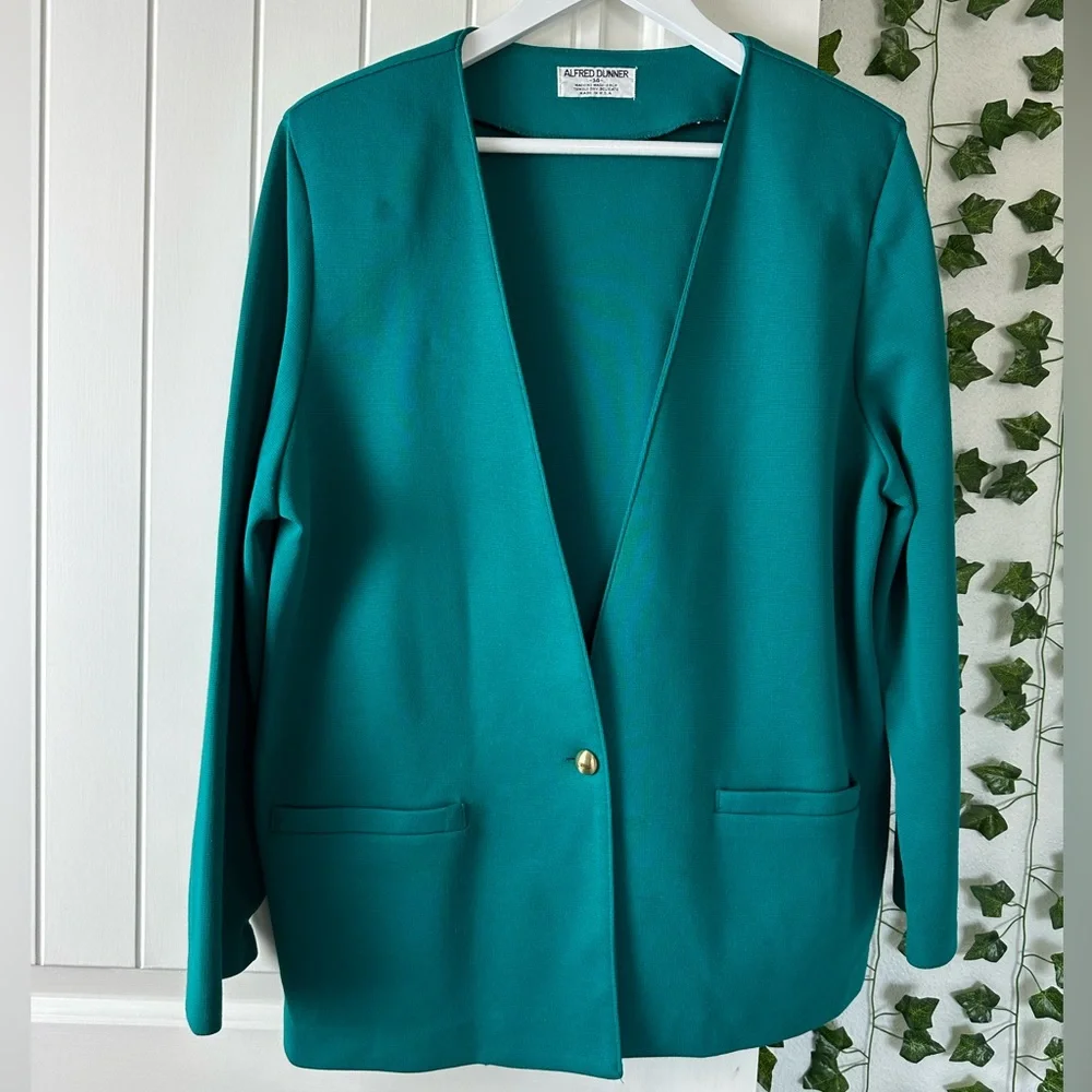 Vintage Alfred Dunner Emerald knit blazer size 14